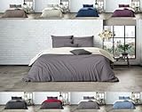 MISTRAL HOME Uni Einfarbig Wende Bettwäsche Edel Perkal 100% Ägyptische Baumwolle, Maße:135 cm x 200 cm, Farbe:Pristine-Dark Grey