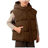 Gesteppte Weste für Jungen, ärmellos, lässig, Winter, warm, Reitjacke, Reißverschluss, gepolsterte Daunenmäntel, Thermo-Bodywarmer, Schuloberbekleidung, 2–15 Jahre, A10 Coffee, 9 Jahre