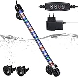 Johyzmpun 39cm Timer aquarium Lampe, Dimmbar 10 Helligkeitsstufen Aquarium Led Beleuchtung, IP67 Wasserdicht Aquarium Licht Beleuchtung für Aquarien (40-60cm Tank)