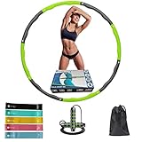 MAXIMIO GRÜN Hula Hoop Reifen für Erwachsene, Wiederstandsbänder, Springseil, Set Tasche