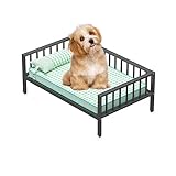 Großes erhöhtes Hundebett, kühlend mit Füßen, mit waschbarem, atmungsaktivem Netzgewebe, freistehend, waschbar, für Hunde und Katzen, Schwarz, 104 x 69 cm