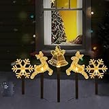 Jiahuade 4 Stück Acryl Weihnachtsbeleuchtung Außen,Weihnachtsdeko Aussen Batterie,Weihnachtsbeleuchtung Gartenleuchte,Gartenstecker Weihnachten Beleuchtet,Außenbeleuchtung Weihnachten für Garten