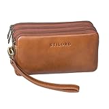 STILORD 'Kenneth' Handgelenktasche Herren Echtleder Dunkel-Braun mit Handgelenk-Schlaufe ideal als Männerhandtasche Reiseorganizer Unterarmtasche und Kuturbeutel - Handtasche Männer Leder