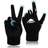 FINGER TEN Handschuhe Kinder Winter Jungen Mädchen 1 Paar Schwarz Strickhandschuhe Alter 5-11 Unisex Touchscreen Gloves Laufen Warm RadfahrenHandschuhe Sport Fahrrad Fußball Täglich