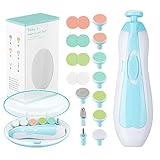 Zooawa Elektrische Baby Nagelfeile Nagelknipser set - 6 in 1 Maniküre Pediküre Set Baby Nagelpflege mit LED Licht, AA batteriebetrieben, Hell Blau