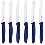 targzier Frühstücksmesser 6 Stück,Blaues Buttermesser aus Edelstahl,Tafelmesser - Küchenmesser - Brotmesser - Tomatenmesser,Scharfes Tischmesser mit Wellenschliff,Spülmaschinenfest.
