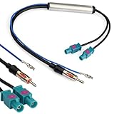 Autoradio Antennenadapter Fakra Splitter, DIN Stecker auf Doppel Fakra Splitter Adapter, mit Phantomeinspeisug Kompatibel mit Autoradio Empfänger/GPS Hauptgerät