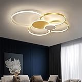 qudkdhs Moderne runde LED-Deckenleuchte – 4-flammiger Kronleuchter, Moderne helle Lampe für Wohnzimmer, Schlafzimmer und Büro, Gold-Finish mit neutralem Licht