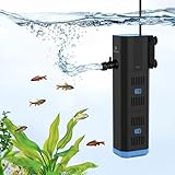 fishkeeper Aquarium Filter, Adjustable 500L/H Aquarium innenfilter für 30L-120L Aquarien, 4-in-1 Aquarium Pumpe mit Filter, Sauerstoff, Wavemaker, Filterschwamm (6W(500L/H,≤120L))