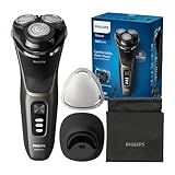 Philips Shaver Series 3000 – Elektrischer Nass- und Trockenrasierer für Männer in Schwarz, mit SkinProtect-Technologie, ausklappbarem Bartschneider, Ladestation und Reisetasche (Modell S3342/13)