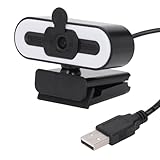 Sxhlseller 1080P Webcam mit Mikrofon, USB HD Computer Webkamera mit Einstellbarer Beleuchtung, Weitwinkelobjektiv, Plug and Play, für Konferenzen