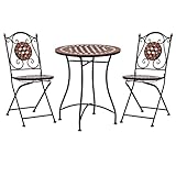vidaXL Mosaik Bistroset 3-TLG. Sitzgruppe Balkonset Balkonmöbel Sitzgarnitur Gartenmöbel Mosaiktisch 2 Mosaikstühle Keramik Terrakotta