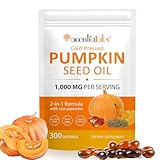 Kürbiskernöl Kapseln 3000mg 300x VEGAN, Kürbiskernöl kaltgepresst,Mit natürlichen Vitamin E | Hochdosiert, Pumpkin Seed Kapseln, 45% Linolsäure