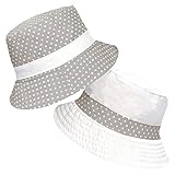 TOSKATOK® UPF 50+ Gepunkteter Sonnenhut aus Baumwolle für Damen, beidseitig tragbar, Fischerhutdesign reversibel-Grey