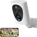 virtavo 2K Überwachungskamera Aussen Akku WLAN HD Kabellos Kamera, WiFi Outdoor,außen/innen Lange Standby-Zeit Farbnachtsicht, Funktioniert mit Alexa, PIR, 2-Wege Audio,Cloud/SD Storage 2.4 GHz