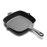 BREWIX Nützliche quadratische Grillpfanne aus Gusseisen, 26 cm, Antihaft-Steakbratpfanne for Elektro- oder Gasherde Bratpfanne