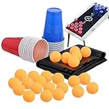Trinkspiel – Beer-Pong-Set, 180 cm Pong-Tischmatte – wasserdichte PVC-Partymatte mit 24 Bechern und Bällen, perfekt für Partys für Erwachsene, College-Events, Junggesellenabschiede, Bars, Clubs und Wo