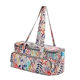 IWOWHERO Wollgarn aufbewahrungstasche mit Verstärktem Tragegriff Quadratische Tragetasche für Strick Häkelprojekte Modisches Baumblatt design für Garn und Handarbeitszubehör