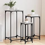 QINXIXINAIXI Industrieller Satztisch aus Holzwerkstoff mit Metallrahmen, 3-teiliges Nested-Tisch-Set für Wohnzimmer, Schlafzimmer und Büro, platzsparend und stapelbar