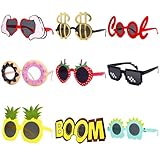 JOAASU 9 Stück Party Brille, Lustige Sonnenbrille, Party Sonnenbrillen, Lustige Hawaiianische Brillen, Witzige Sonnenbrillen, Neuheit Partybrillen für Kinder, Teenager und Erwachsene