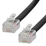 ecabo 10092 6m Modularkabel Telefonkabel – 2x RJ12 Stecker – Anschlusskabel – Westernstecker – 6adrig / 6P6C / 1:1 – Flachkabel für Telefon ISDN AB FAX Modem – schwarz