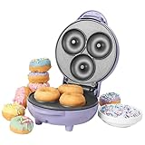 Petra Mini Donut-Maschine, Kompakter Donut Maker, Elektrisch, für 3 Mini-Donuts, Antihaftbeschichtung, Vegan Donuts, Pastellviolett, Schnell und Einfach Zubereiten, Auch für Eiscreme-Donuts, 550W