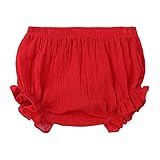Neugeborenes Baby Mädchen Solide Frühling Shorts Rüschenkleidung Outfit (Red, 18-24 Months)