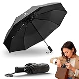 STYNGARD Regenschirm sturmfest - Taschenschirm mit Auf-zu-Automatik und Beschichtung gegen Feuchtigkeitsschäden - kurzer Griff - Modell BERGEN