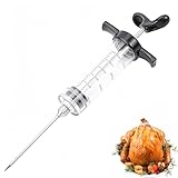 Heanvmyss Fleischspritze 30ml,Marinadenspritze mit 1 Edelstahl Nadeln,Gewürzspritze,Pökelspritze,Bratenspritze für BBQ,Fleisch,Gebäck,Rind,Huhn(Schwarz)