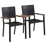 Generisch Gartenstühle 2 STK. Poly-Rattan Schwarz,jiangboyue-43937