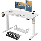 VFU Höhenverstellbarer Schreibtisch 120 x 60 cm mit USB-C Ladeanschluss, Schreibtisch Höhenverstellbar Elektrisch mit Memory Funktion, Steh-Sitz Tisch, Computertisch für Büro, Standing Desk, Weiß