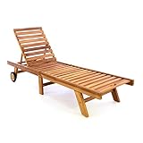 Divero klappbare Sonnenliege ESTEPONA aus Teak Holz, behandelt - Farbe: Braun