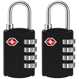 Diyife TSA Gepäckschlösser, [Aktualisierte Version] 2 Stück 4-Stellig Kombinationsschlösser Codeschloss, Hochfeste Zinklegierung Sicherheitsschloss für Reisekoffer, Rucksack Schwarz