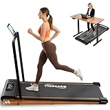 TISSCARE Laufband für Zuhause Büro, Leises Walking Pad mit Aufgerüsteter Lauffläche 140.7 cm & 55.5 cm, 4% Steigungsfunktion, 1–6 km/h, LED-Display, 130 kg Tragkraft, Klappbare Laufband mit Haltegriff