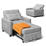 Xbro Schlafsessel Schlafsofa 3-in-1-Convertible-Stuhl-Bett, Schlaferstuhl mit bettfunktion, Verstellbares Schlafsofa mit Kissen und Tasche, Sessel mit schlaffunktio für kleine Wohnung (Hellgrau)