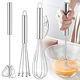 Schneebesen Set Edelstahl 3 Stück Enthält Inklusive Ballon Rührbesen Flexi Schneebesen Mit Perlen Halbautomatischer Hohe Qualität Whisk Für Mischen, Rühren Von Teig Schlagen Silber