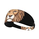 Elastisches Sport-Stirnband, Haarband, BROLEO Leonardo_Vision_XL_Lion_head_1 Druck, schnelltrocknend, Feuchtigkeitstransport