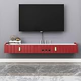 Schwebender TV-Ständer zur Wandmontage, TV-Einheit mit Komponentenregal, Konsole, Videoregal, Rot, 120 cm