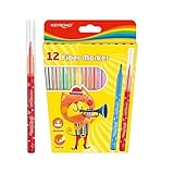 KEYROAD Filzstifte Fiber Marker / 12 Stck./ Schulfilzstifte Fasermaler mit Loch zum Aufhängen/Erwachsene und Kinder/Perfekt für Schularbeiten/Mischfarben