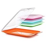 TATAY Aufschnittboxen für Kühlschrank | 4er Set Standard | Frischhaltedosen mit Deckel, Stapelbar | Geeignet für Gefrierschrank, Mikrowelle und Spülmaschine | BPA-frei, 17x3,2x25,2 cm, Bunte Farben