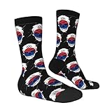 Kreative Südkoreanische Patriot-Totenkopf-Nationalflagge Crew Socken Atmungsaktiv Lustige Socken Schweißabsorbierend Wandersocken Für Herren Sommer Arbeit 40Cm