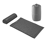 Navaris 2in1 Akupressur Massage Set - Akupressurmatte und Kissen mit Tasche - Akupressur Matte und Kopfkissen - Nadelmatte Grau