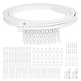 Decken-Vorhangschiene 3m, Flexible Gardinenschiene, Deckenschiene Vorhang mit Stummen Rollen, Biegsame Gardinenschiene, Deckenvorhangschiene für Fenster Vorhänge Duschvorhang Krankenhaus Schlafzimmer