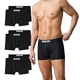 Snocks Boxershorts Herren aus Bio-Baumwolle (6er Pack) - Atmungsaktiv und Ideal für Sport und Alltag - Kein juckendes Etikett und komfortabler Bund - Unterhosen Herren - Gr.M, Farbe Schwarz
