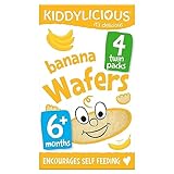 Kiddylicious Banana Wafers Gluten- und Milchfreier Kinder-Snack, geeignet für 6+ Monate, 4 x 4 g