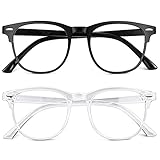 URAQT Blaulichtfilter Brille, 2er-Set Rund Anti Blaulicht PC Gaming Brillen Modebrille, Blue Light Blocking Glasses, Ohne Stärke Blaufilter Brille für Damen und Herren