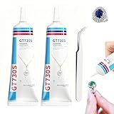 2 Stück 60ml Schmuckkleber Mit Bringen Sie Eine Pinzette,Schmucksteinkleber Zum Verkleben Von Bastelkleber Transparent,Schmuckkleber Wasserfest Für Schmuckstein, Bastelarbeiten