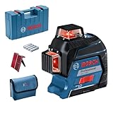 Bosch Professional Linienlaser GLL 3-80 (roter Laser, Innenbereich, max. Arbeitsbereich: 30 m, 4x AA Batterie, im Handwerkerkoffer)