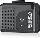 Reshow Tragbarer Kassettenspieler mit eingebautem Lautsprecher und Kopfhörerbuchse, USB-Kassetten-zu-MP3-Konverter, digitaler Konvertierungsspieler mit vollem Stereoklang - schwarz