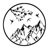 Berg und Baumzweig Metall Wanddekoration,Metall Berg Wanddekorationen,Rustikale Natur Haus Wand Kunst Skulptur,Minimalistische Wanddekoration für Wohnzimmer Outdoor(19,7 Zoll)